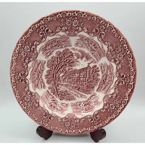 Vintage Grindley Staffordshire Set of 5 Soup Bowls 9" English Country Red - Picture 3 of 10